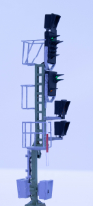 H/V Kompakt Einfahrsignal mit Vorsignal am Ausleger Mast DUMMY